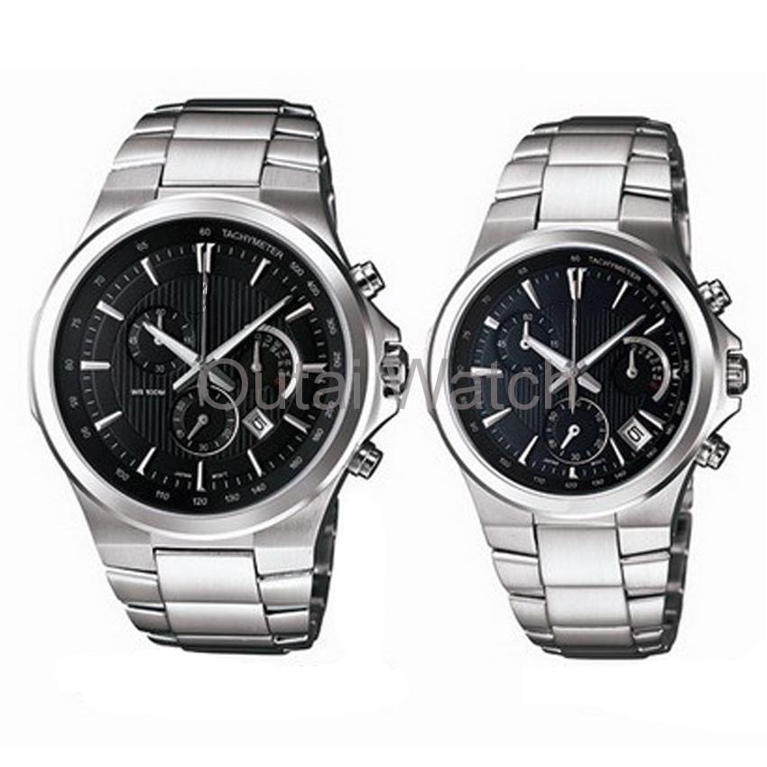 lover's stainless steel band round dial watches