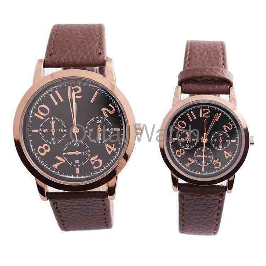 genuine leather rose gold lover watches