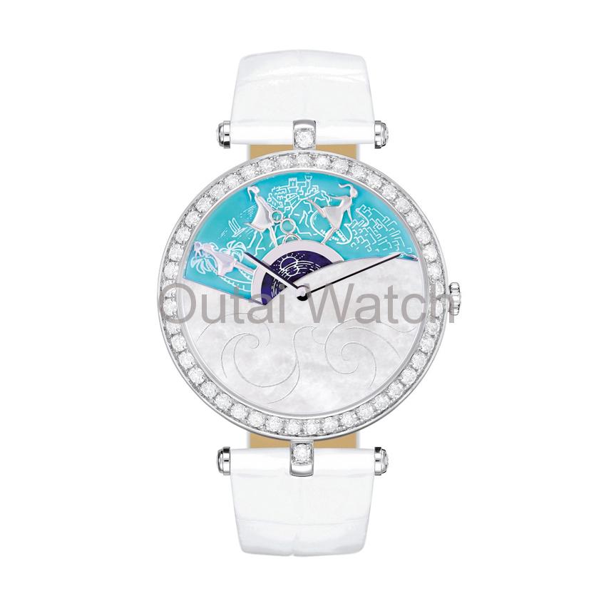 white disign lovely girls dial lady watch